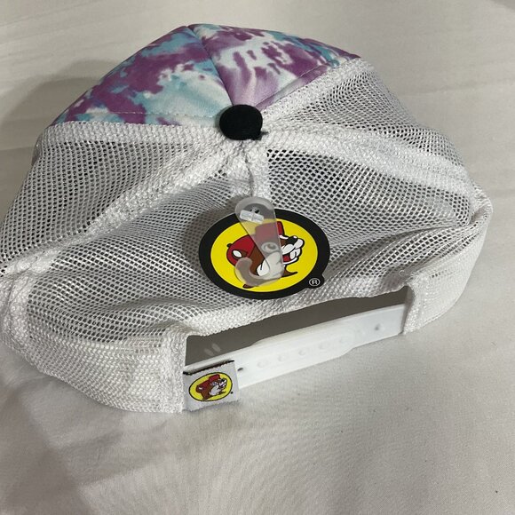 Buc-ees Tie-Dye Mesh Snapback Trucker Hat Purple & Blue - Picture 3 of 5